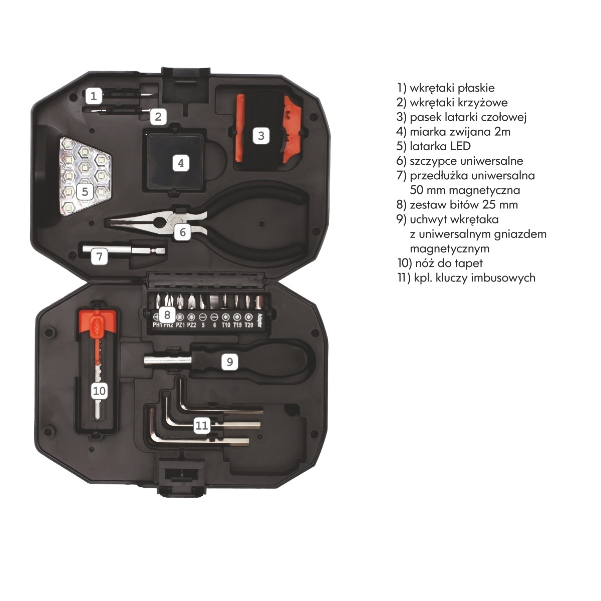 R17539.02 - Zestaw narzędzi Smart DIY, czarny/czerwony 